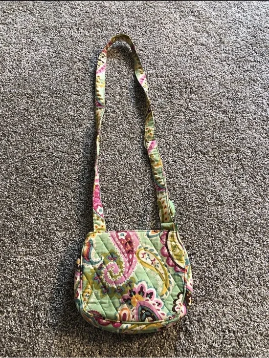 Vera Bradley Green & Pink Hipster Tutti Fruitti Paisley Cross Body - 8” X 7” X 1 - Picture 3 of 4
